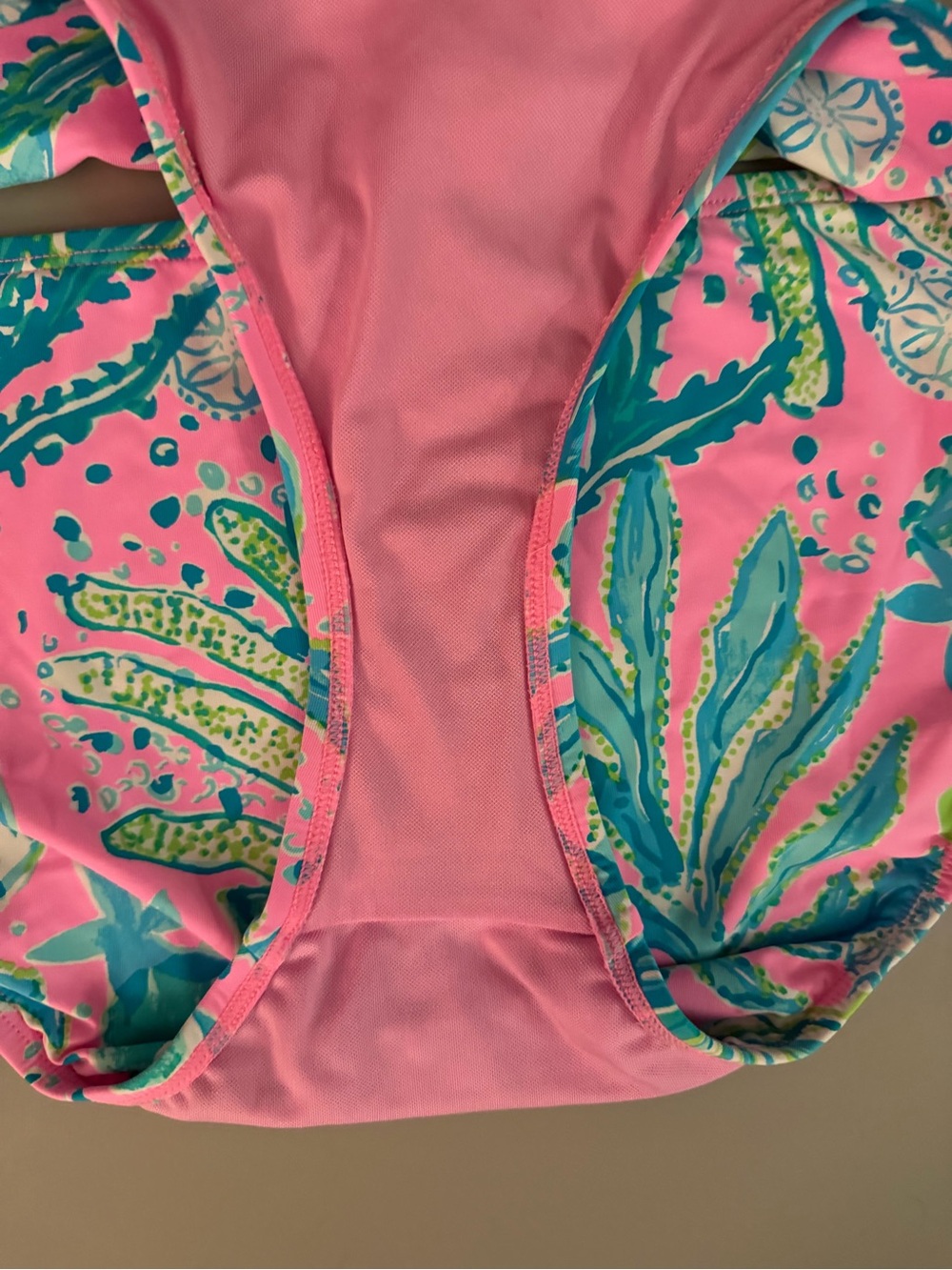 Lilly Pulitzer bikini top and bottom size 14 pink green hip nautic swimsuit - Picture 13 of 13